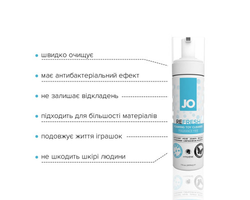 М’яка пінка для очищення іграшок System JO REFRESH (207 мл) дезінфікує, проникає глибоко