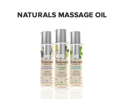Масажна олія System JO – Naturals Massage Oil – Coconut & Lime з натуральними ефірними оліями (120 м