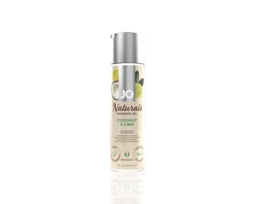 Масажна олія System JO – Naturals Massage Oil – Coconut & Lime з натуральними ефірними оліями (120 м