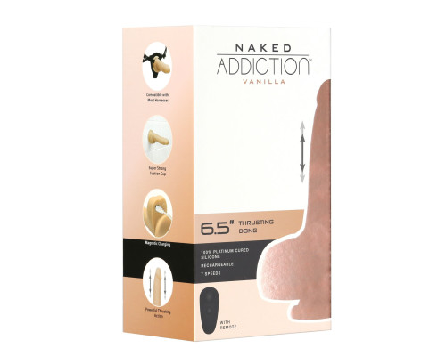 Фалоімітатор з пульсацією Naked ADDICTION 6.5" Thrusting Dong With Remote