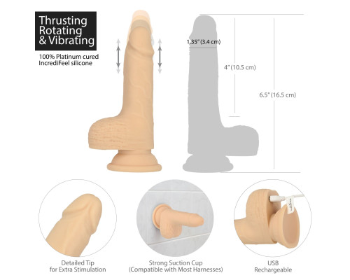 Фалоімітатор з пульсацією Naked ADDICTION 6.5" Thrusting Dong With Remote