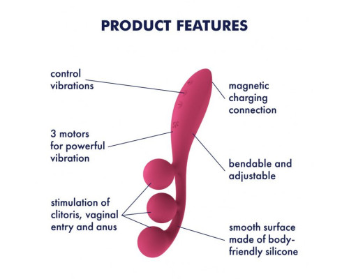 Універсальний вібратор Satisfyer Tri Ball 1, 3 мотори, гнеться