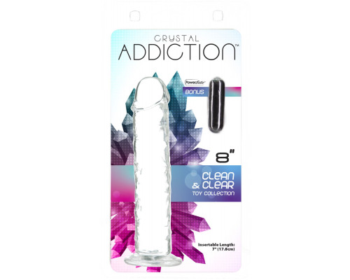 Прозорий фалоімітатор на присосці ADDICTION Vertical Dong 8″, віброкуля в подарунок
