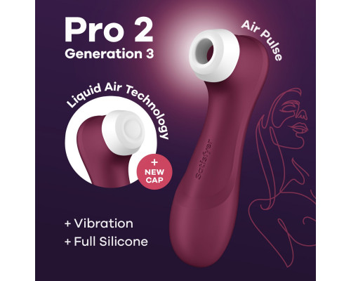 Вакуумний вібратор, кліторальний стимулятор Satisfyer Pro 2 Generation 3 with Liquid Air Wine Red