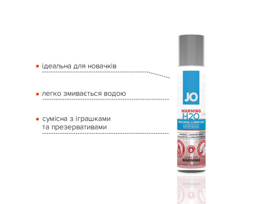 Зігрівальна змазка на водній основі System JO H2O WARMING (30 мл) з екстрактом перцевої м’яти