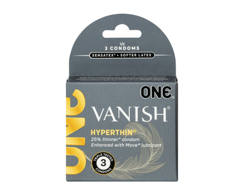 Презервативи ONE Vanish Hyperthin 3 шт, картонна коробка