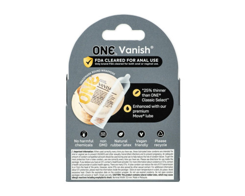 Презервативи ONE Vanish Hyperthin 3 шт, картонна коробка