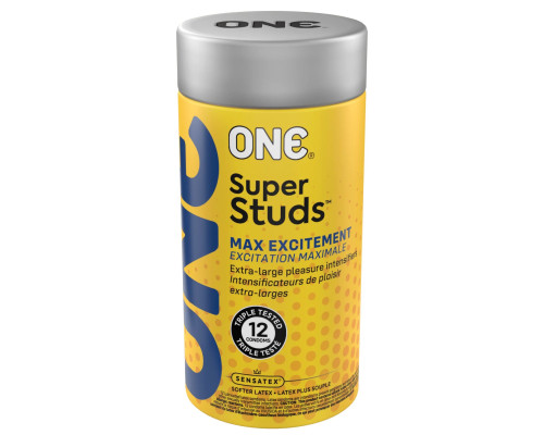 Презервативи ONE Super Studs 12 шт, подарункова упаковка тюб