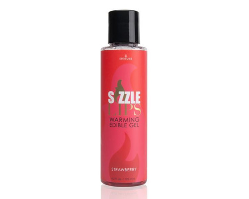 Согревающий массажный гель Sensuva - Sizzle Lips Strawberry (125 мл), без сахара, съедобный