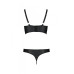 Комплект з екошкіри з люверсами та ремінцями Malwia Bikini black L/XL — Passion, бра та трусики