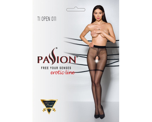 Колготки з відкритим доступом, контрастні шортики TIOPEN 011 beige 3/4 (20 den) — Passion