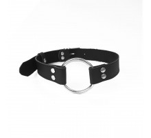 Кляп Металеве кільце із натуральної шкіри Art of Sex - Gag Ring Metal, колір Чорний