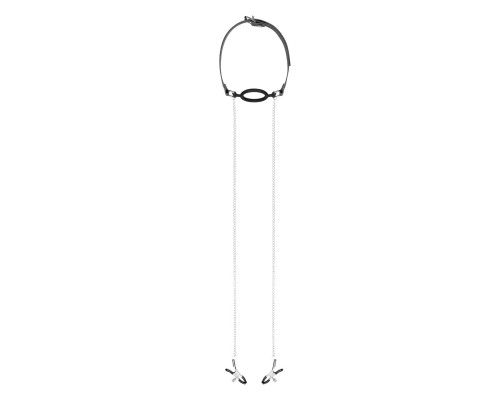 Затискачі для сосків з кляпом Bedroom Fantasies Nipple Clamps & Silicone Gag Ring