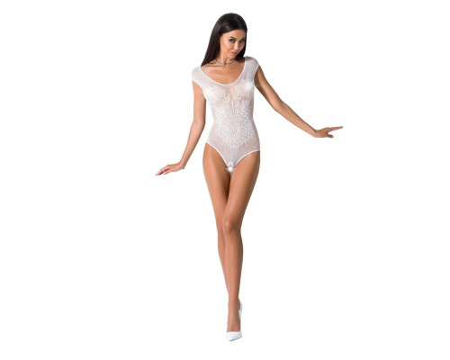 Бодистокинг Passion BS064 white, боди, закрытое плечо
