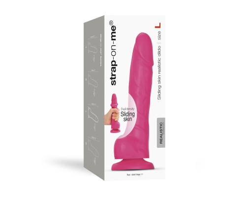 Реалістичний фалоімітатор Strap-On-Me Sliding Skin Realistic Dildo Fuchsia - L, ефект рухливої шкіри