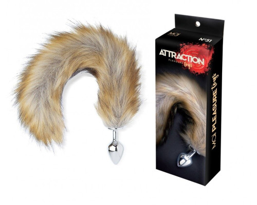 Анальна пробка Лисячий Хвіст MAI Attraction Toys №51, розмір пробки 7х3см, загальна довжина 50см