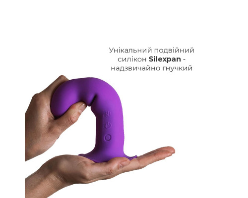 Ділдо з вібрацією Adrien Lastic Hitsens 3 Purple, відмінно для страпону, діаметр 4см, довжина 18,2см