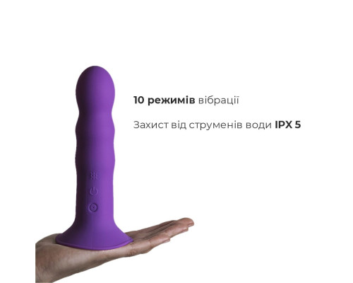 Ділдо з вібрацією Adrien Lastic Hitsens 3 Purple, відмінно для страпону, діаметр 4см, довжина 18,2см