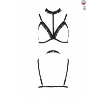 Бюстгальтер-стрепи з чокером SHELLY BRA black S/M - Passion Exclusive
