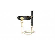 Роскошный ошейник с поводком Zalo Collar & Leash Set Black