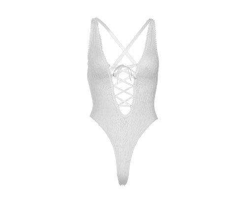 Leg Avenue Floral lace thong teddy OS White