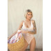 Leg Avenue Floral lace thong teddy OS White