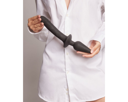 Анальна пробка з дилдо Strap-On-Me SWITCH PLUG-IN REALISTIC DILDO BLACK - L (м'ята упаковка)