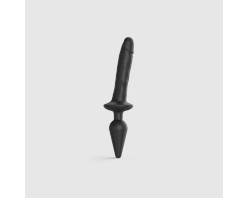 Анальна пробка з дилдо Strap-On-Me SWITCH PLUG-IN REALISTIC DILDO BLACK - L (м'ята упаковка)