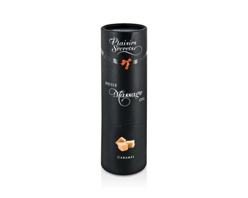 Масажна олія Plaisirs Secrets Caramel (59 мл) з афродизіаками, їстівна, подарункова упаковка