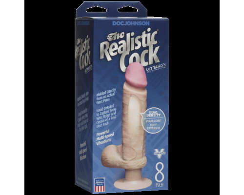 Фалоімітатор Doc Johnson The Realistic Cock 8 inch ULTRASKYN, діаметр 5,1 см, плавне регулювання