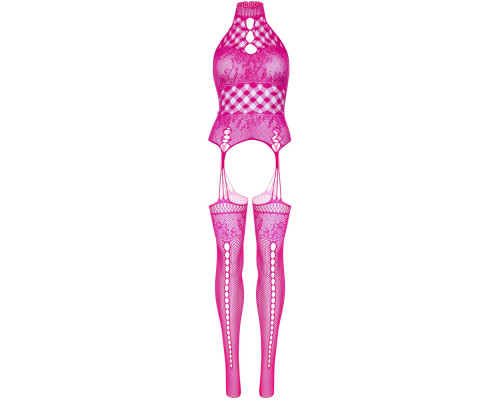 Leg Avenue High neck lace bodystocking Raspberry O/S