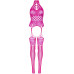 Leg Avenue High neck lace bodystocking Raspberry O/S