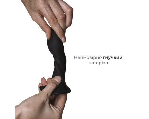 Ділдо з присоскою Adrien Lastic Hitsens 5 Black, відмінно для страпону, діаметр 2,4см, довжина 13см