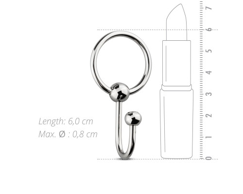 Уретральна вставка з кільцем Sinner Gear Unbendable - Sperm Stopper Solid, діаметр кільця 3,2см