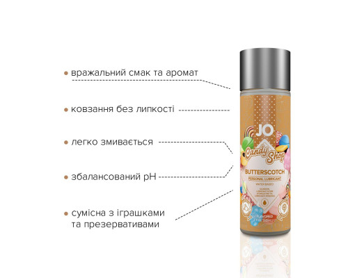 Лубрикант на водній основі System JO H2O — Candy Shop — Butterscotch (60 мл) без цукру та парабенів