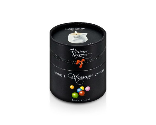 Масажна свічка Plaisirs Secrets Bubble Gum (80 мл) подарункова упаковка, керамічний посуд