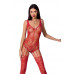 Ажурный бодистокинг с имитацией чулок Passion BS074 red