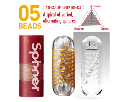 Мастурбатор Tenga Spinner 05 Beads з пружною стимулювальною спіраллю всередині