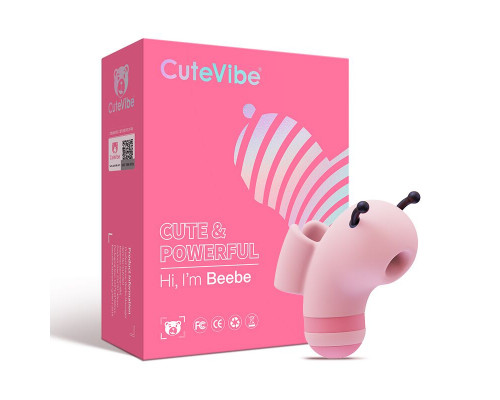 Вакуумний стимулятор із мікрострумами CuteVibe Beebe Pink, на палець