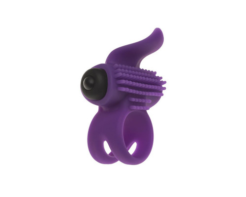 Эрекционное виброкольцо Adrien Lastic Bullet Lastic Ring с язычком и щеточкой для стимуляции клитора