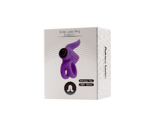 Эрекционное виброкольцо Adrien Lastic Bullet Lastic Ring с язычком и щеточкой для стимуляции клитора