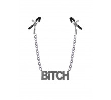 Затискачі для сосків Bitch, Feral Feelings - Nipple clamps Bitch, срібло/чорний