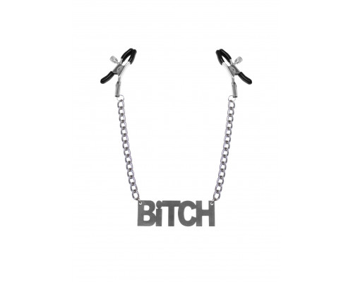 Затискачі для сосків Bitch, Feral Feelings - Nipple clamps Bitch, срібло/чорний
