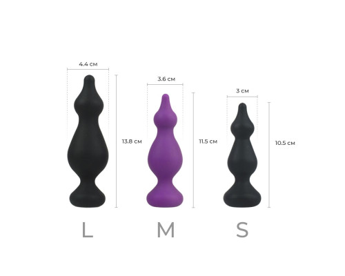 Анальна пробка Adrien Lastic Amuse Big Black (L) з двома переходами, макс. діаметр 4,4 см