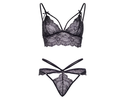 Leg Avenue Strappy bralette and g-string L Black