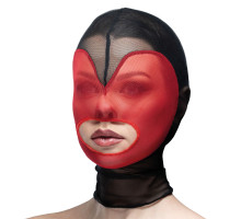 Маска серце сітка з відкритим ротом Feral Feelings - Hearts Mask Black/Red