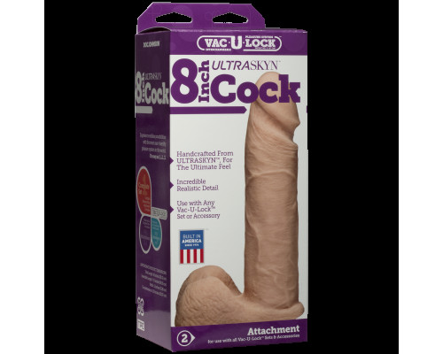 Фалоімітатор Doc Johnson Vac-U-Lock - 8 Inch ULTRASKYN Cock White, діаметр 5,1 см