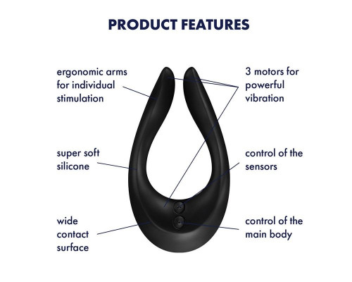Вібратор для пар Satisfyer Endless Joy Black, 3 незалежні двигуни, багатофункціональний