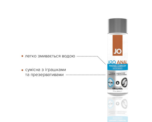 Анальна змазка System JO ANAL H2O — ORIGINAL (240 мл) на водній основі, рослинний гліцерин