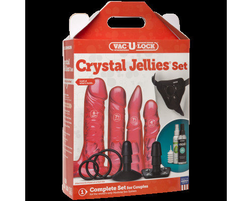 Набір для страпону Doc Johnson Vac-U-Lock Crystal Jellies Set, діаметр 3,8см, 2х4,5см, 5,1 см